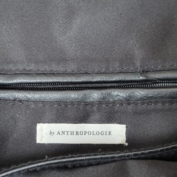 Anthropologie Tote Purse Sherpa Bag Black Leather Straps w/‎ Pouch Wallet - Picture 6 of 13